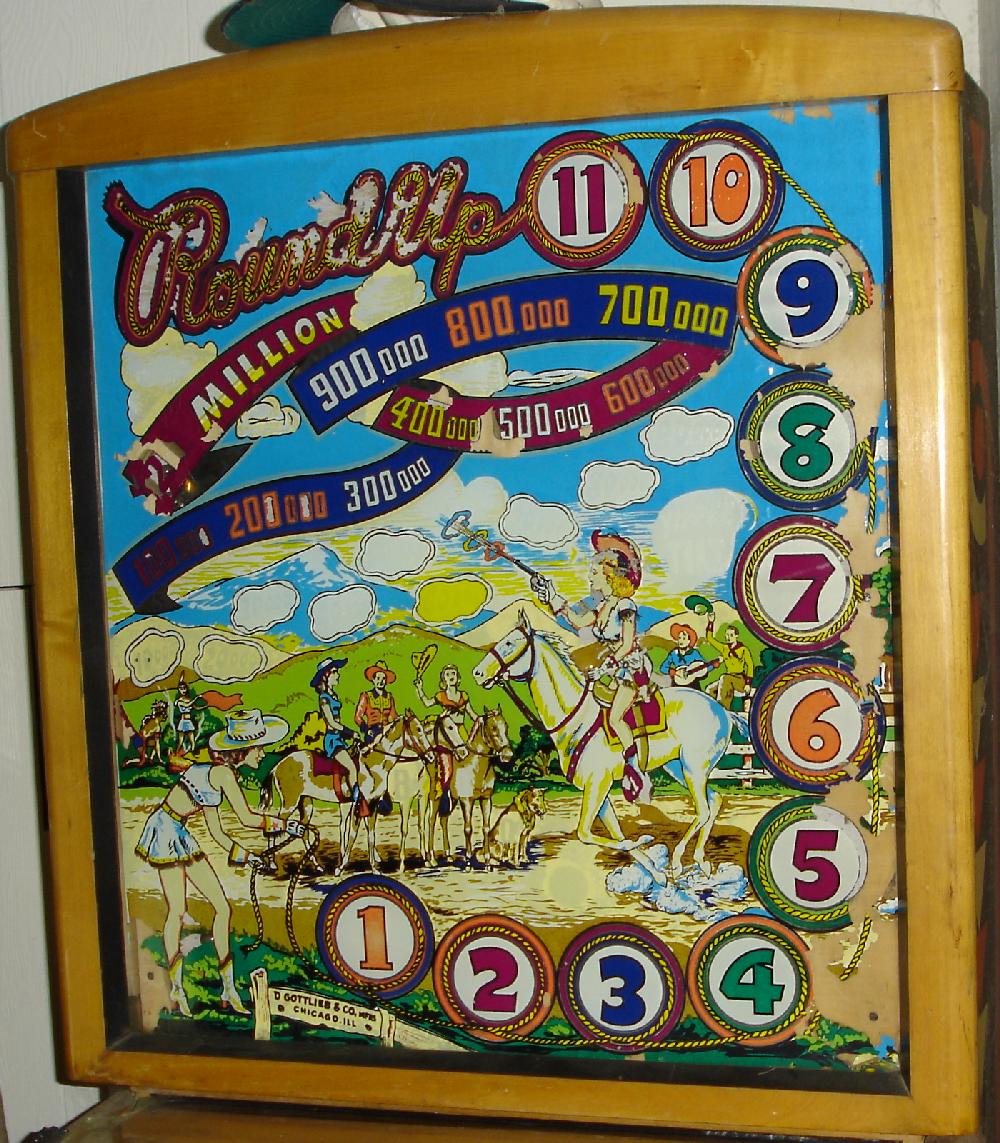 Gottlieb Round Up 1948 coin operated pinball woodrail game